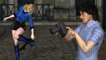 обоя 3д графика, люди , people, девушка, взгляд, фон, мужчина, фотосесия, улыбка