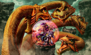 Картинка фэнтези драконы hydra единорог unicorn alicorn аликорн fantasy фанарт fanart шайнинг армор рисунок арт art мой маленький пони щит my little pony shining armor гидра shield принцесса каденс princess cadance