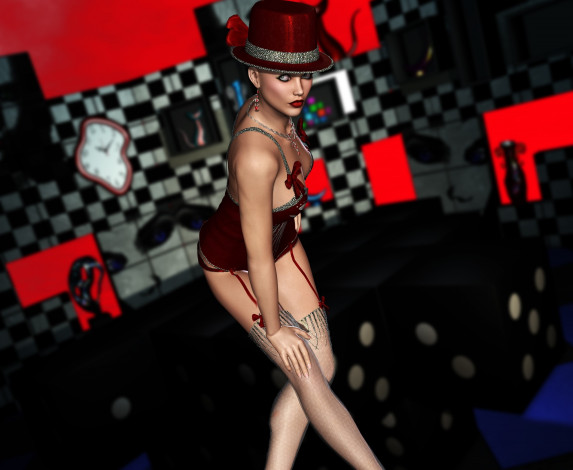 Обои картинки фото 3д графика, люди , people, взгляд, девушка, шляпа, фон