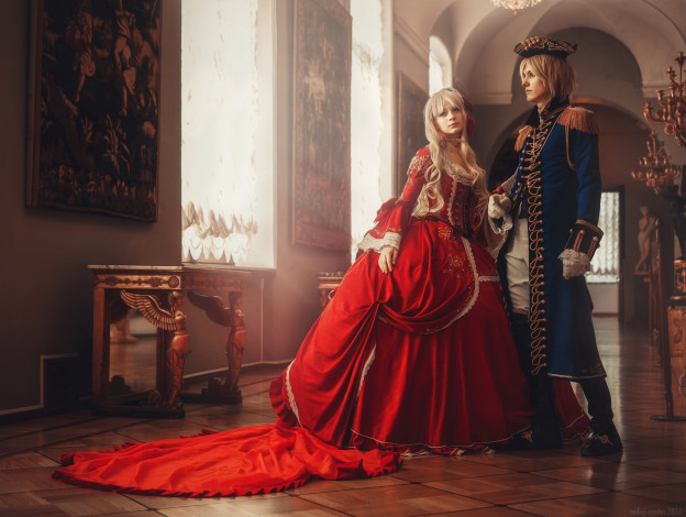 Обои картинки фото разное, cosplay , косплей, девушка, парень, арт, костюм, платье