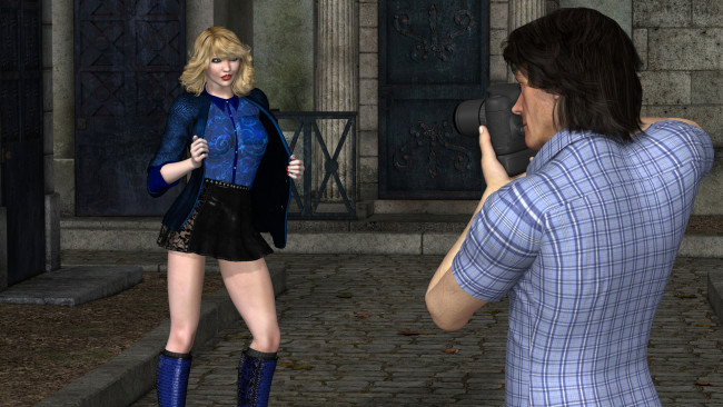 Обои картинки фото 3д графика, люди , people, девушка, взгляд, фон, мужчина, фотосесия, улыбка