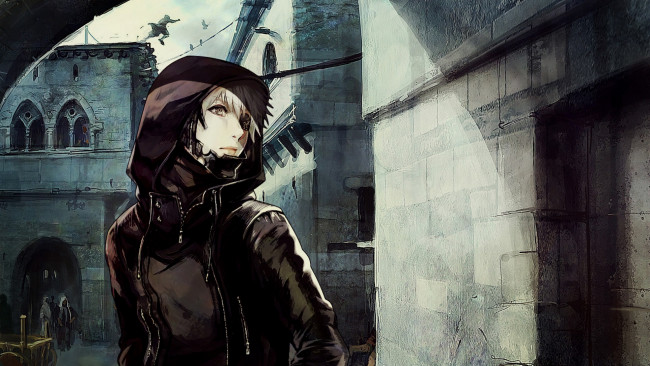 Обои картинки фото разное, арты, город, парень, игра, арт