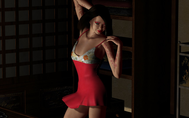 Обои картинки фото 3д графика, люди , people, фон, взгляд, девушка