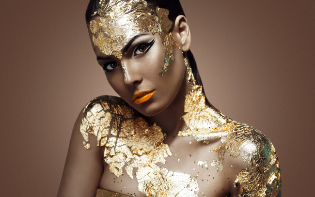 Обои картинки фото девушки, -unsort , креатив, model, look, gold