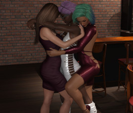 обоя 3д графика, люди , people, девушки, взгляд, фон