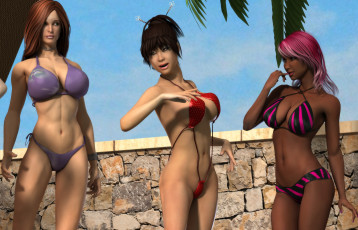 Картинка 3д+графика люди+ people девушки взгляд фон