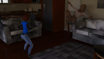 Картинка 3д+графика люди+ people девушка взгляд фон мать дочь интерьер