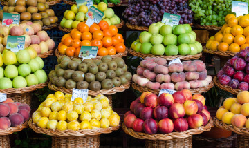 Картинка еда фрукты +ягоды прилавок