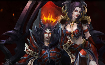 Картинка фэнтези демоны девушка парень трон глаза