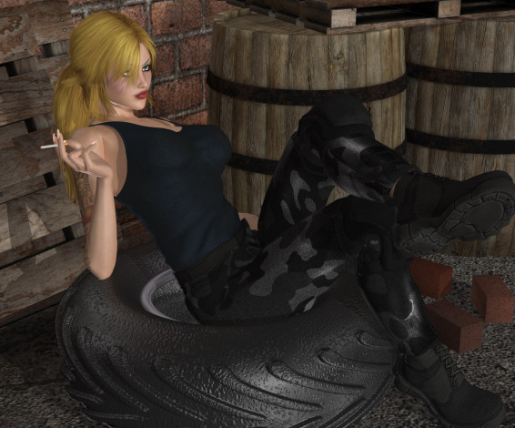 Обои картинки фото 3д графика, люди , people, девушка, взгляд, фон