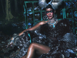 Картинка музыка rihanna мех певица рианна