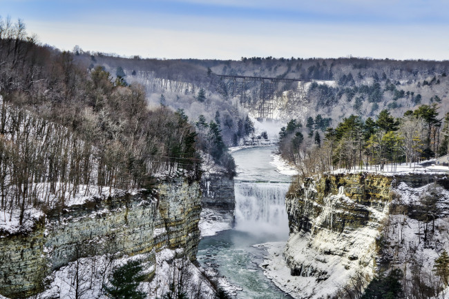 Обои картинки фото природа, реки, озера, зима, лес, река, поток