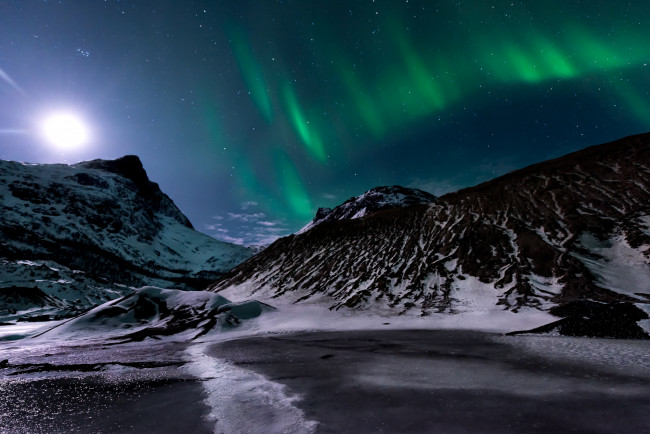 Обои картинки фото природа, северное сияние, простор