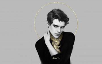 Картинка рисованное люди парень змея зависть