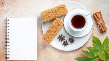 Картинка еда пирожные +кексы +печенье кофе корица анис блокнот