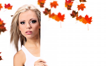 Картинка девушки -+брюнетки +шатенки блондинка платье листья