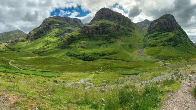 Обои картинки фото the three sisters at glencoe, scotland, природа, горы, the, three, sisters, at, glencoe