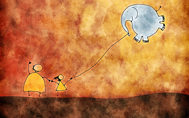 Обои картинки фото рисованное, vladstudio, люди, слон