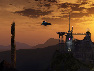 Картинка 3д графика fantasy фантазия горы облака антены