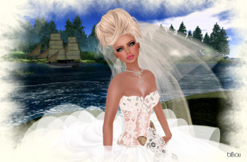 Картинка 3д графика people люди невеста фата блондинка парусник