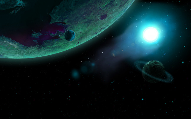 Обои картинки фото космос, арт, звёзды, планеты