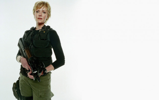 Обои картинки фото Amanda Tapping, девушки, , , оружие