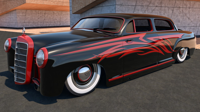 Обои картинки фото автомобили, 3д, 180, benz, mercedes, 1953