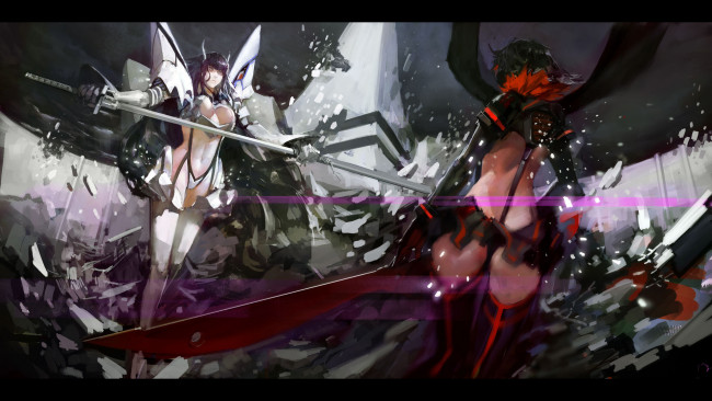 Обои картинки фото by blueman, аниме, kill la kill, kill, la, matoi, ryuuko, kiryuuin, satsuki