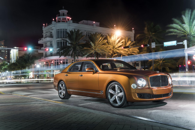 Обои картинки фото автомобили, bentley, 2014г, синий, speed, mulsanne