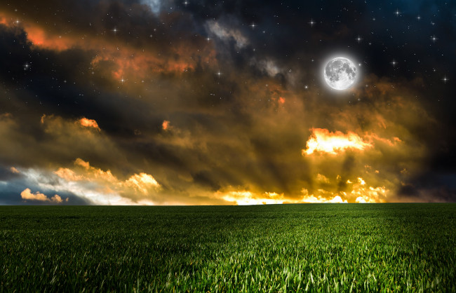 Обои картинки фото разное, компьютерный дизайн, поверхность, звезды, луна