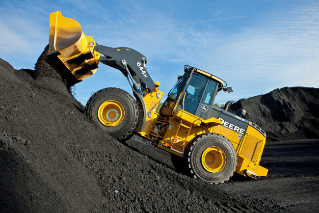 Обои картинки фото техника, фронтальные погрузчики, john, deere