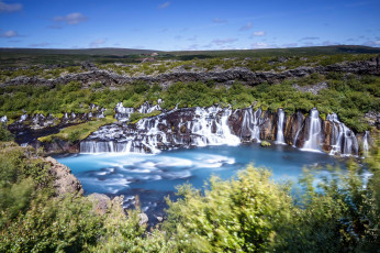 Картинка природа водопады обрыв деревья поток водопад пейзаж