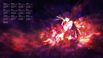 Картинка календари аниме взгляд 2018 девушка