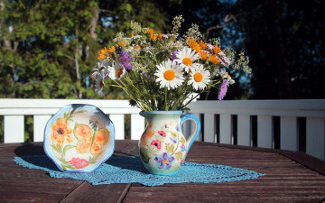 Картинка цветы букеты +композиции кувшин букет ромашки