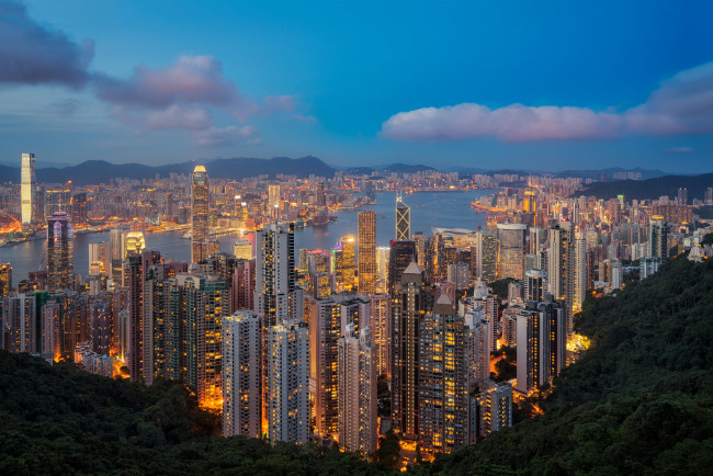 Обои картинки фото hong kong, города, гонконг , китай, небоскребы, панорама
