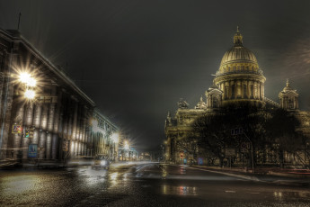 Картинка города -+православные+церкви +монастыри петербург питер ночью исаакиевский собор мгла огни
