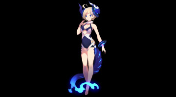 Картинка аниме животные +существа девушка взгляд фон