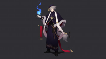 Картинка аниме животные +существа девушка взгляд фон