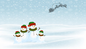 Картинка праздничные снеговики