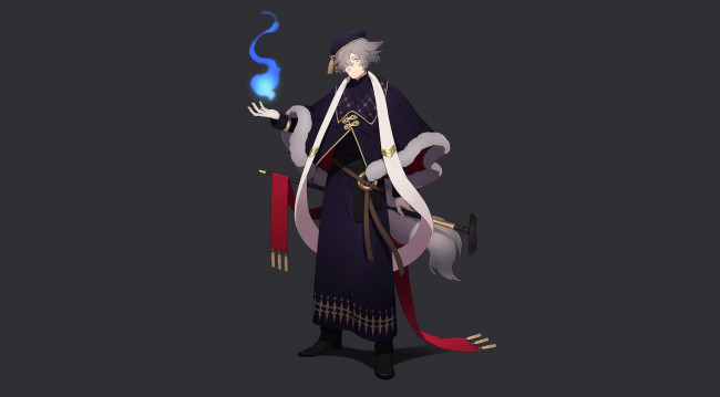 Обои картинки фото аниме, животные,  существа, девушка, взгляд, фон