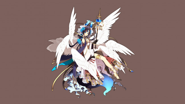 Обои картинки фото аниме, ангелы,  демоны, фон, взгляд, девушка