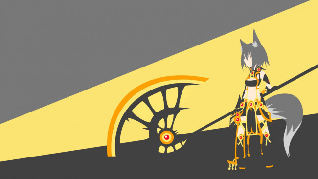 Обои картинки фото аниме, животные,  существа, фон, взгляд, девушка