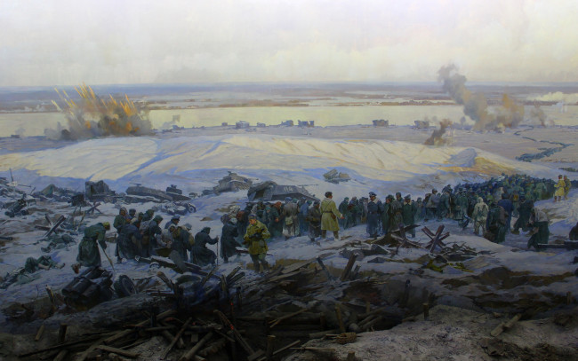 Обои картинки фото рисованное, армия, разгром, немецко-фашистских, войск, под, сталинградом, панорама, художники, студии, военных, художников, имени, м, б, грекова