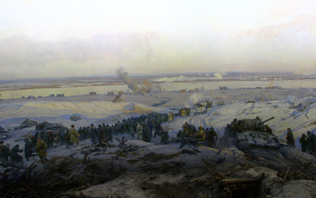 Обои картинки фото рисованное, армия, разгром, немецко-фашистских, войск, под, сталинградом, художники, студии, военных, художников, имени, м, б, грекова, панорама