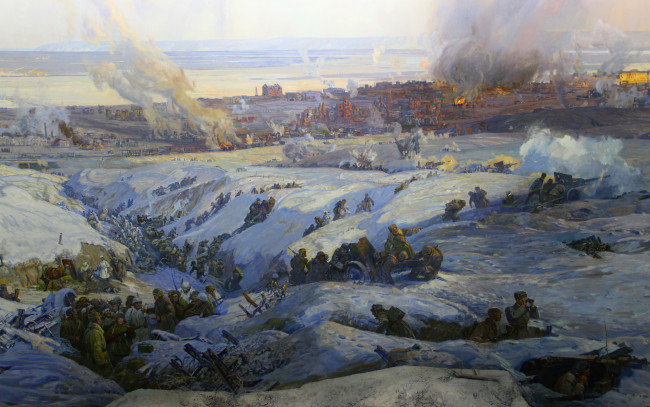 Обои картинки фото рисованное, армия, разгром, немецко-фашистских, войск, под, сталинградом, панорама, художники, студии, военных, художников, имени, м, б, грекова