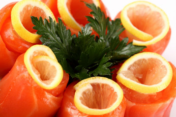 Картинка еда рыбные+блюда +с+морепродуктами петрушка форель лимон