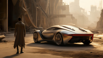 Картинка wasteland видео+игры wasteland+2 киберпанк пустош гиперкар hypercar человек руины