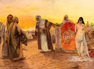 обоя рисованное, otto pilny, девушка, рабыня, ковер, пустыня, бедуины