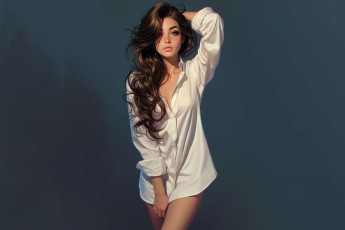 обоя рисованное, люди, девушка, нейросеть