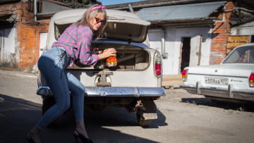 обоя автомобили, -авто с девушками, красивая, девушка